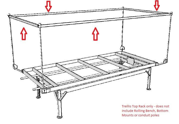 4ft x 8ft Low Tide Trellis Top Rack for Rolling Bench System - BetterGrow Hydro