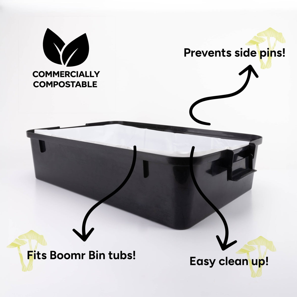 5-Pack Boomr Bin Mushroom Monotub Liner Inserts - BetterGrow Hydro