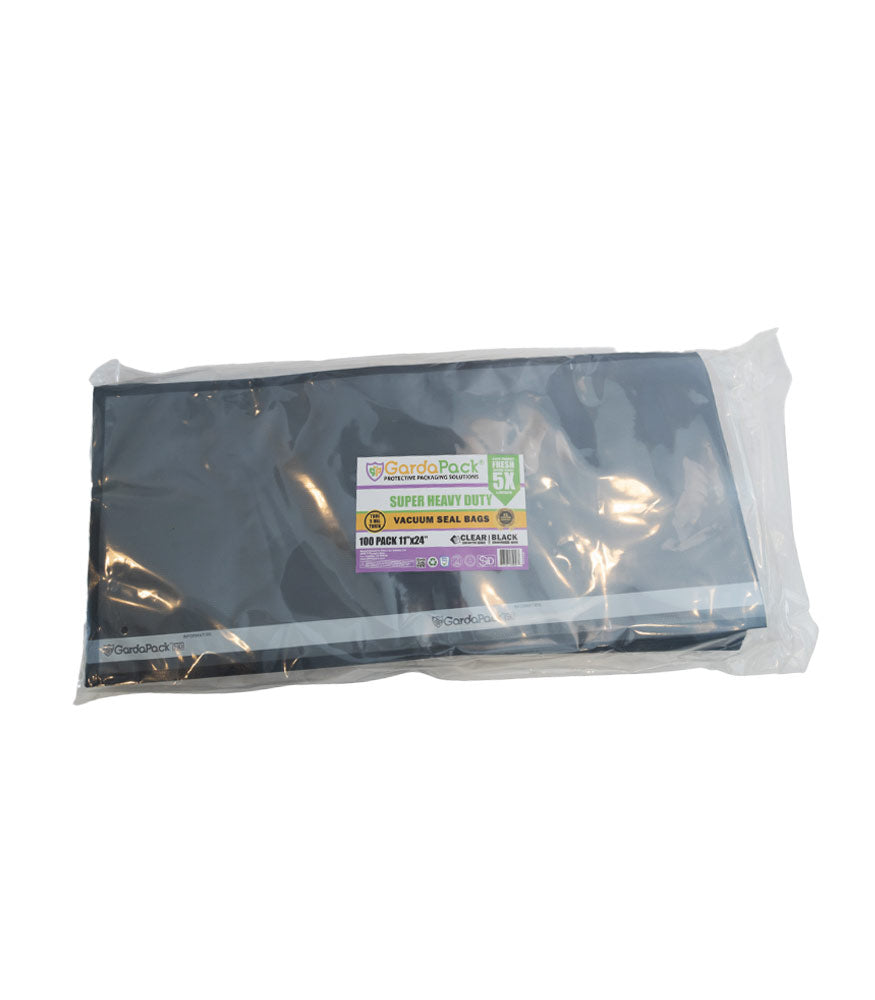 GardaPack Clear/Black Vacuum Seal Bags - Super Heavy-Duty - 11" x 24" - 100 pk