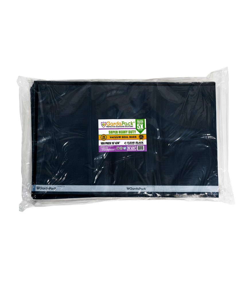 GardaPack Clear/Black Vacuum Seal Bags - Super Heavy-Duty - 15" x 24" - 100 pk