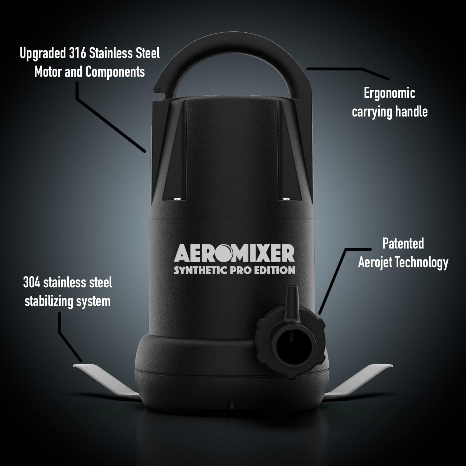 Aeromixer Pro Edition 3/4 HP Submersible Mixing + Aerating Pump - For Use With Synthetic Fertilizer - BetterGrow Hydro