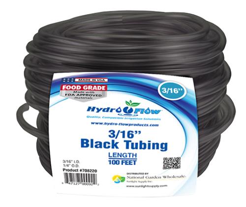 Black Vinyl Tubing - 3/16 in ID x 1/4 in OD - 100' roll - BetterGrow Hydro