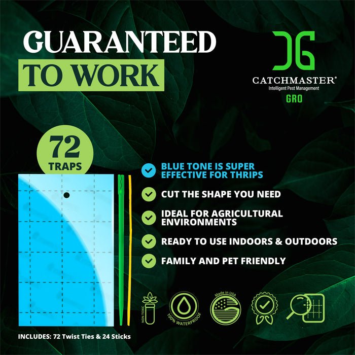 Catchmaster 3" x 5" Double-Sided Blue Sticky Card Pest Monitors (72pcs/Pack) - BetterGrow Hydro