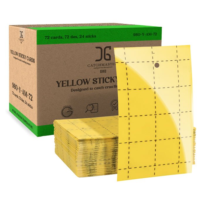 Catchmaster 3" x 5" Double-Sided Yellow Sticky Card Insect Traps (72pcs/Pack) - BetterGrow Hydro