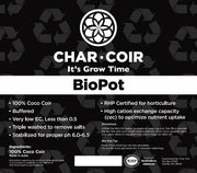 Char Coir BioPot - 8 Liter / 4 gallon - BetterGrow Hydro
