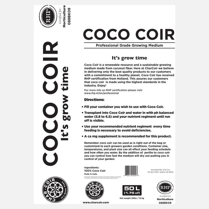 Char Coir - Professional Grade Coco Coir Growing Medium - 50L bag - BetterGrow Hydro
