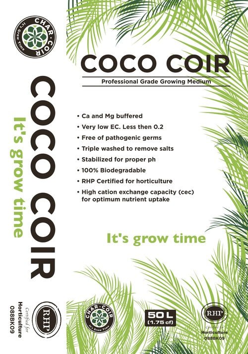 Char Coir - Professional Grade Coco Coir Growing Medium - 50L bag - BetterGrow Hydro