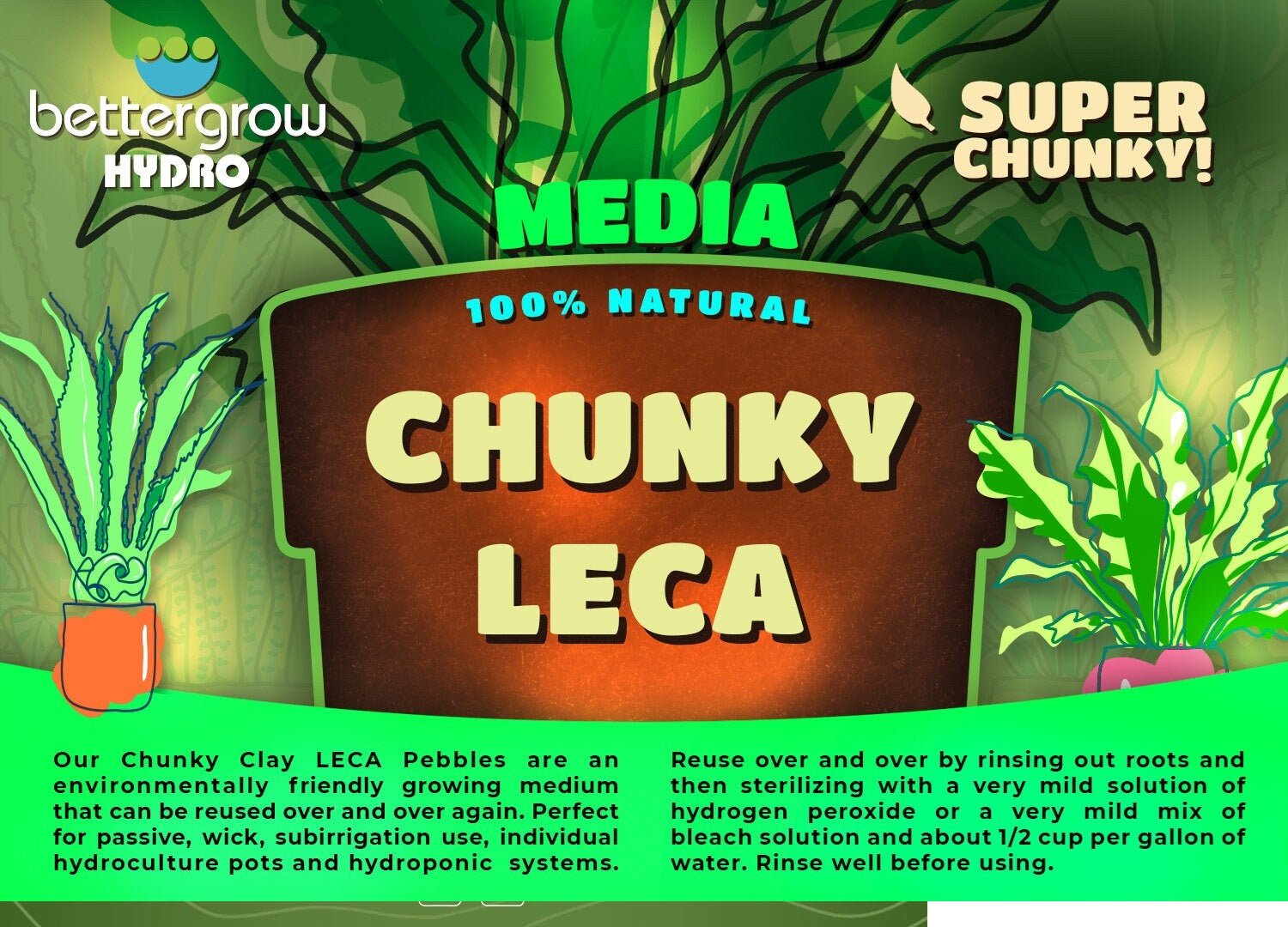 CHUNKY LECA - 2 GALLON - Horticultural Expanded Clay Aggregate / Pebbles - 16 - 20mm diameter - BetterGrow Hydro
