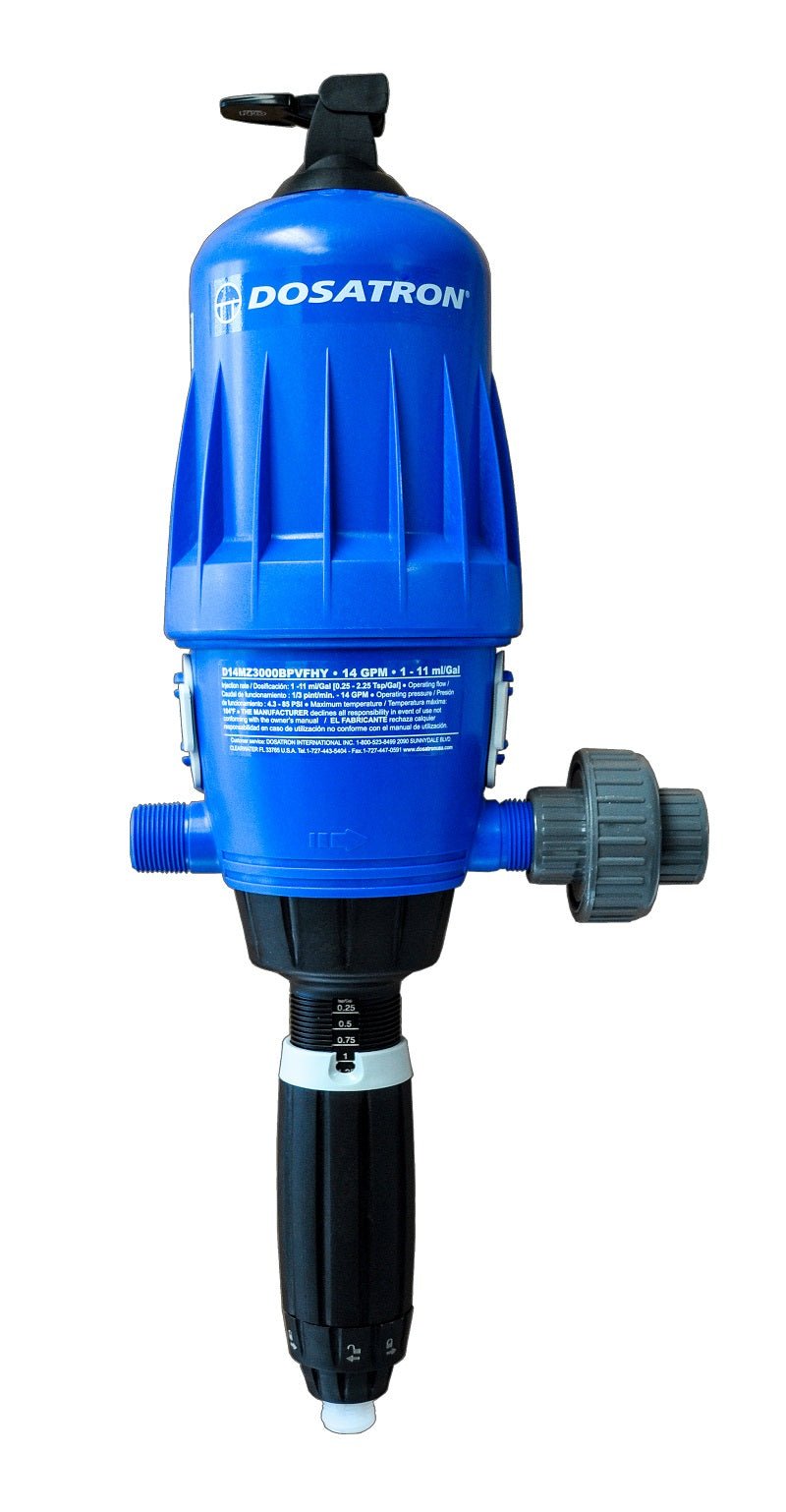 Dosatron Water Powered Doser 14 GPM 1:3000 to 1:333 - 3/4 in AFLAS [D14MZ3000AFBPHY] - BetterGrow Hydro