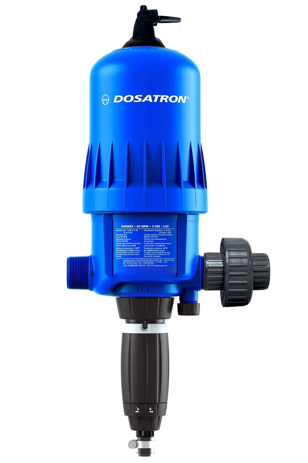 Dosatron Water Powered Doser 40 GPM 1:100 to 1:20 - 1 1/2 in [D40MZ5BPVFHY] - BetterGrow Hydro