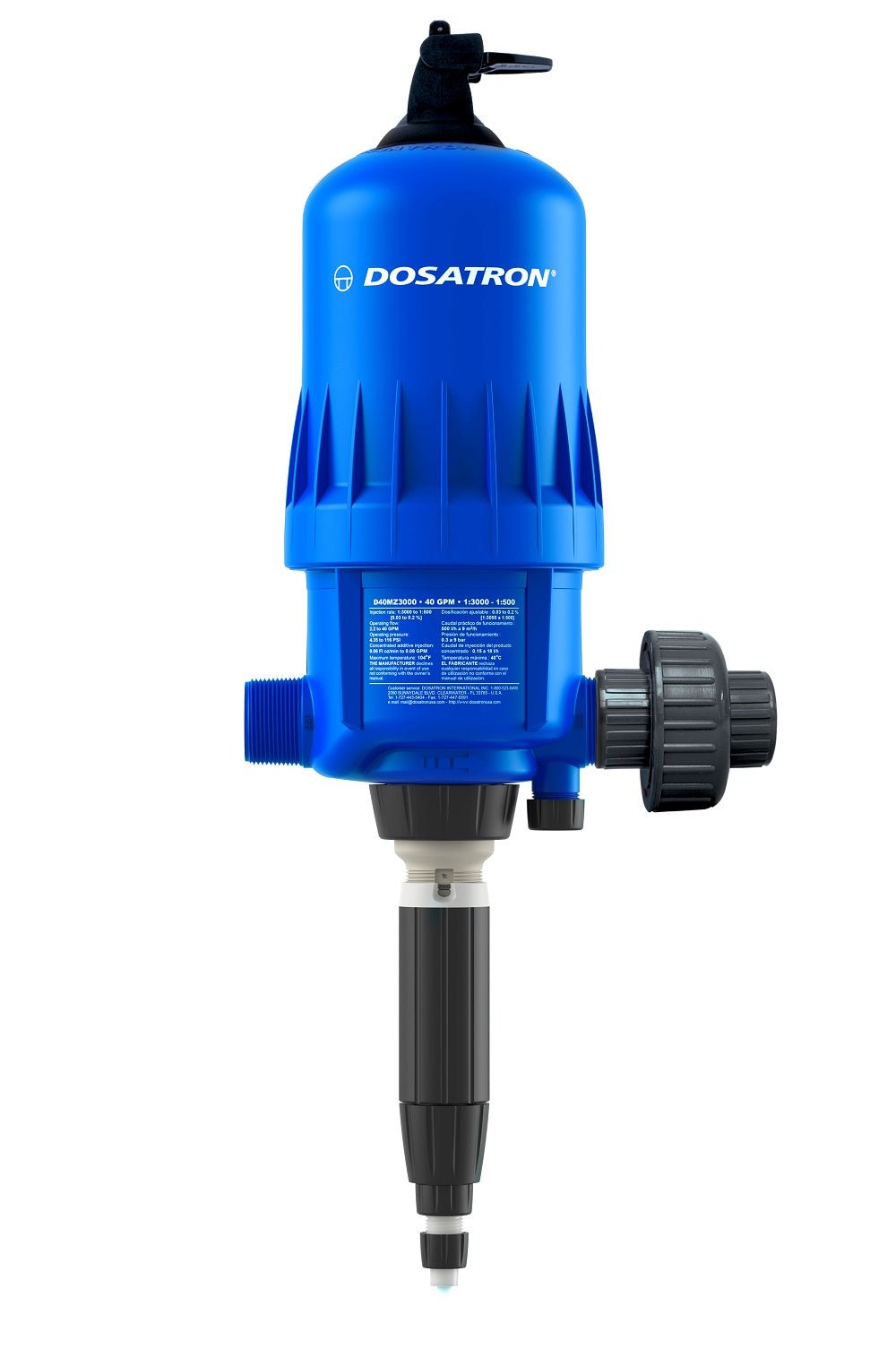 Dosatron Water Powered Doser 40 GPM 1:3000 to 1:500 - 1 1/2 in - AFLAS [D40MZ3000BPAFHY] - BetterGrow Hydro