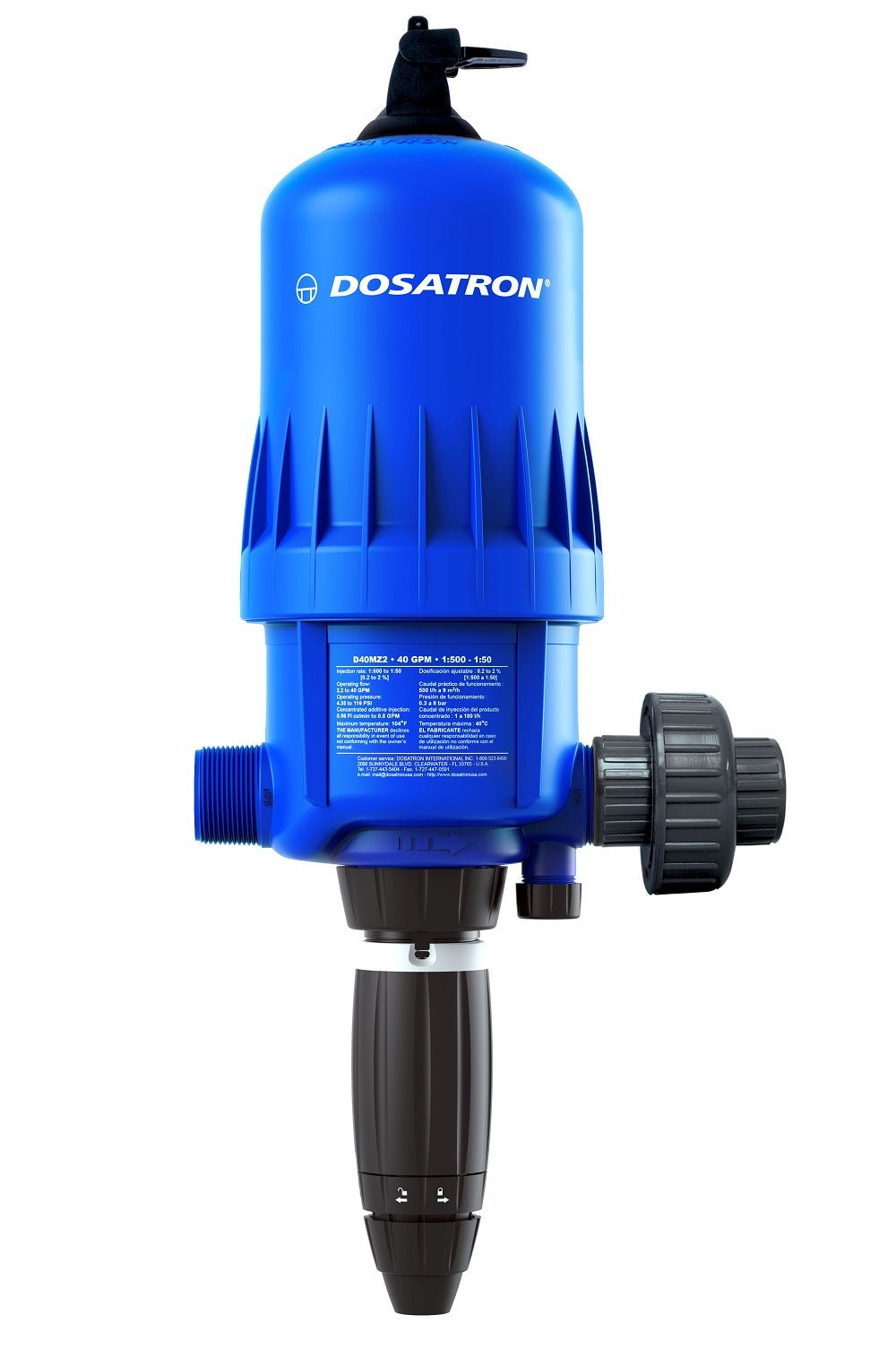 Dosatron Water Powered Doser 40 GPM 1:500 to 1:50 - 1 1/2 in [D40MZ2BPVFHY] - BetterGrow Hydro