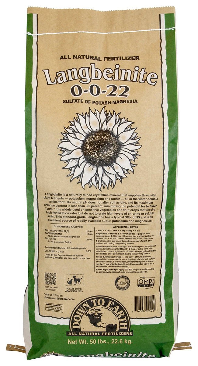 Down To Earth Langbeinite (Sul - Po - Mag) - BetterGrow Hydro