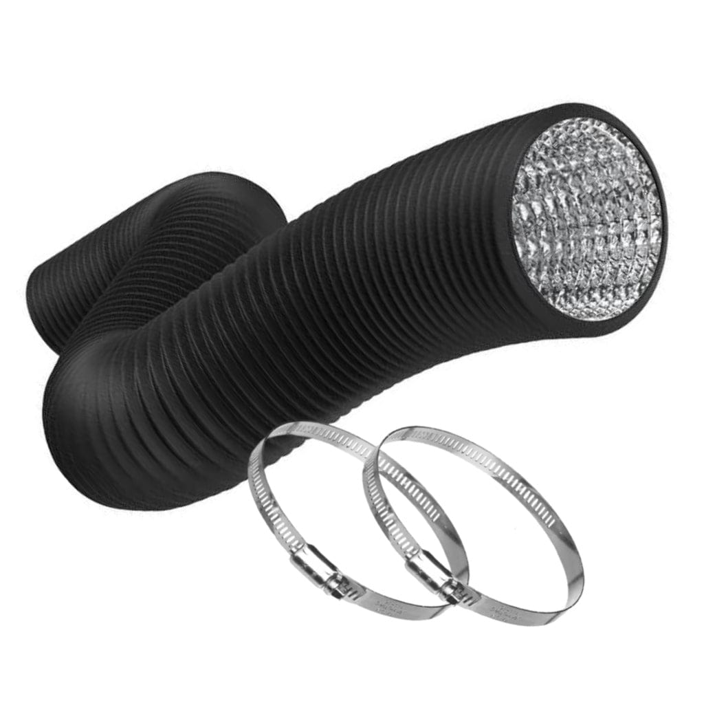 Flexible Black Ducting (8 ft) with Clamps - BetterGrow Hydro