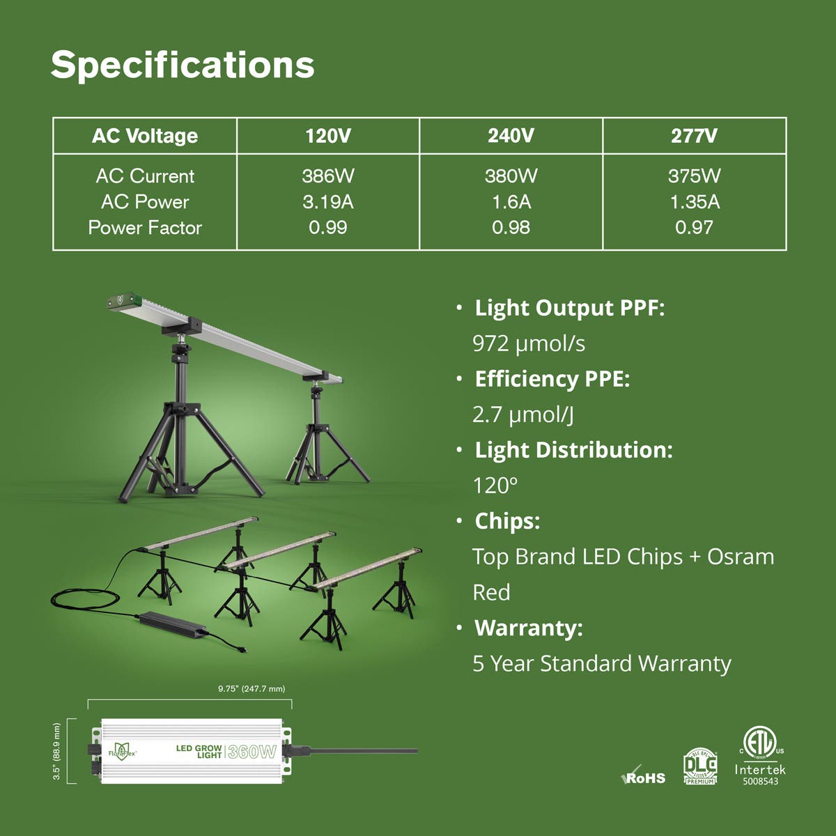 FloraFlex 3 - Bar 360W Full Spectrum Under Canopy LED Grow Light - BetterGrow Hydro