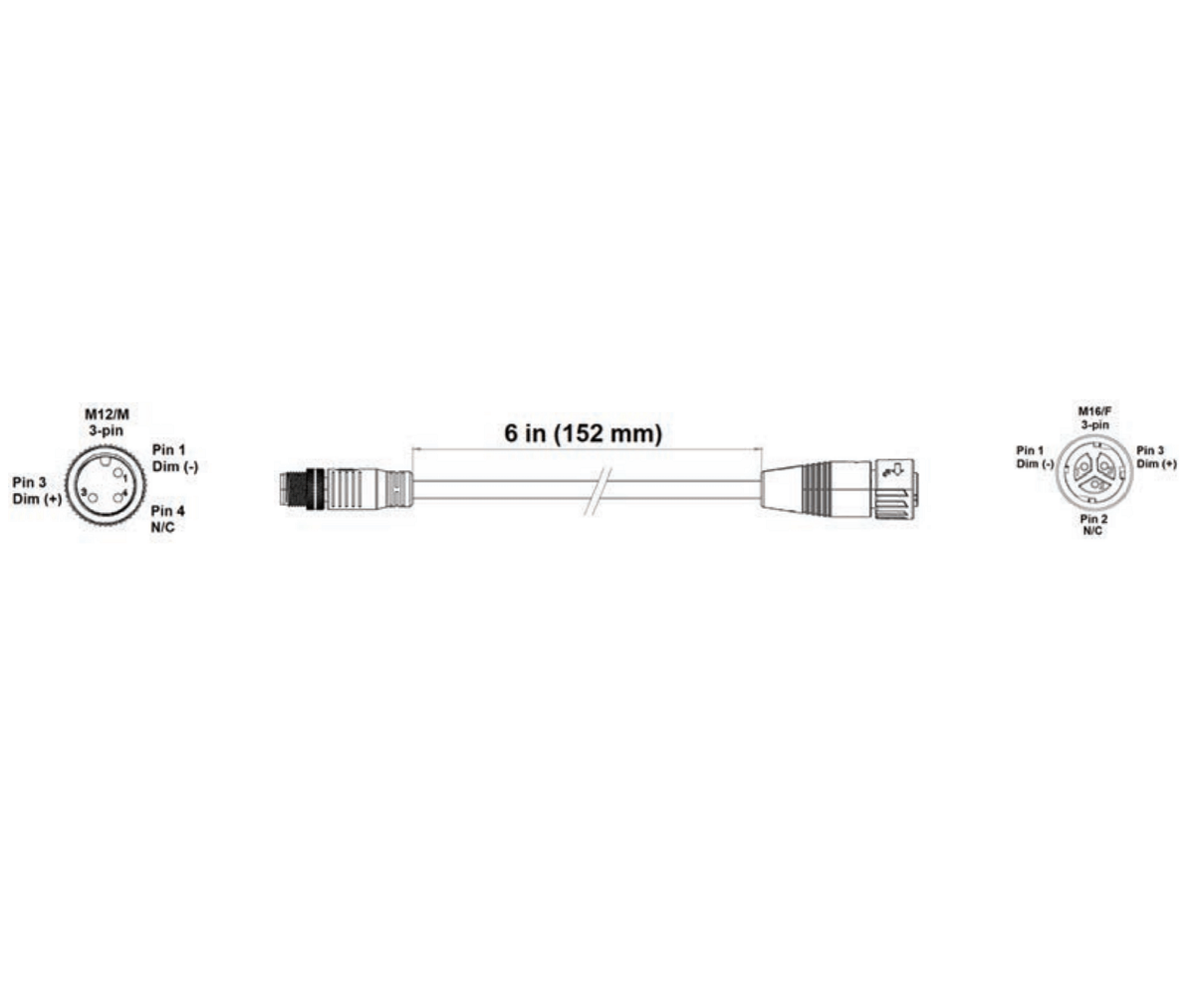 Fluence Dimming Adapter - M16 Push - Lock to M12 Threaded - BetterGrow Hydro