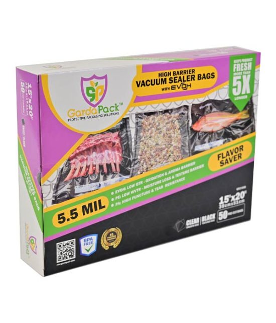 GardaPack Clear/Black Vacuum Seal Bags - High - Barrier - 15" x 20" - 50 pk - BetterGrow Hydro