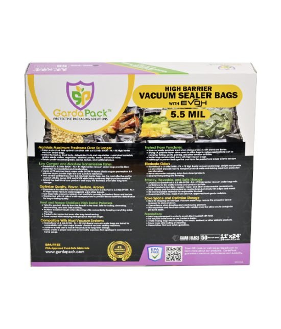 GardaPack Clear/Black Vacuum Seal Bags - Super Heavy - Duty - 11" x 24" - 50 pk - BetterGrow Hydro