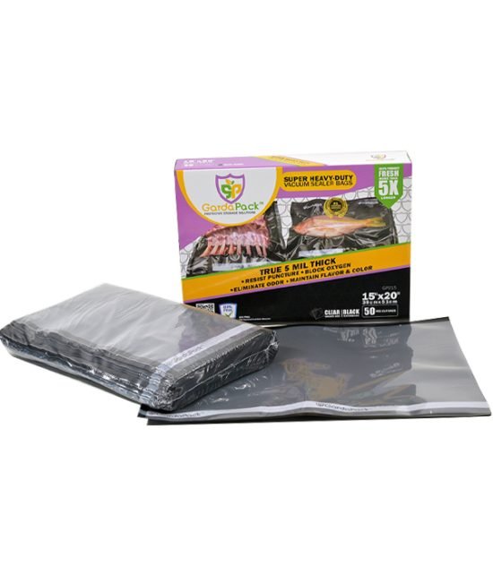 GardaPack Clear/Black Vacuum Seal Bags - Super Heavy - Duty - 15” x 20” - 50 pk - BetterGrow Hydro