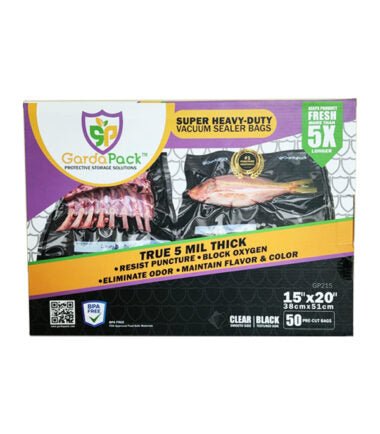 GardaPack Clear/Black Vacuum Seal Bags - Super Heavy - Duty - 15” x 20” - 50 pk - BetterGrow Hydro