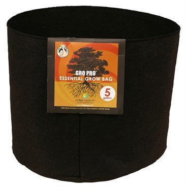 Gro Pro Essential Grow Bag Round Fabric Pots - Black - BetterGrow Hydro
