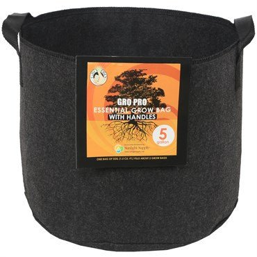 Gro Pro Essential Grow Bag Round Fabric Pots - Black - BetterGrow Hydro