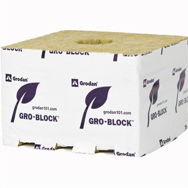 Grodan Gro-Block Improved Jumbo (6x6x4) w/Hole - Carton (64/Carton) - BetterGrow Hydro