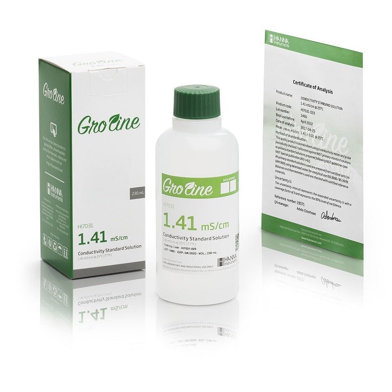 GroLine 1413 µS/cm Conductivity Standard with Certificate - 230ml - BetterGrow Hydro