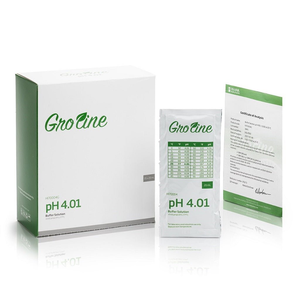 GroLine pH 4.01 Calibration Solution - 20 mL Packet - BetterGrow Hydro