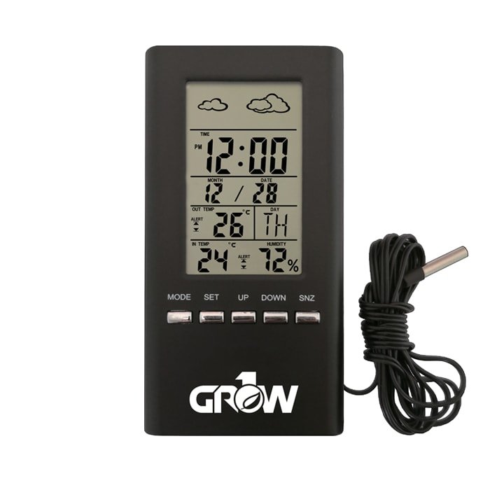 GROW1 Indoor & Outdoor Temperature And Humidity Hygrometer w/ Probe - BetterGrow Hydro