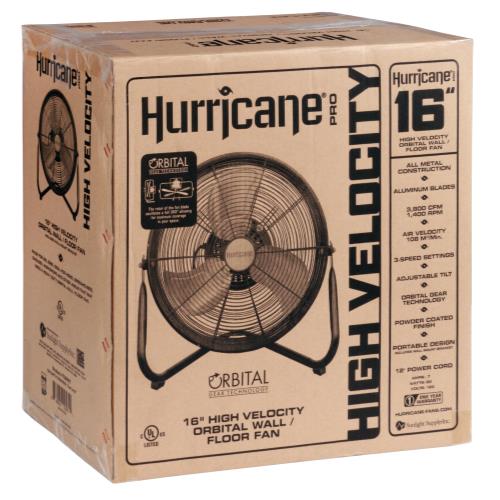 Hurricane Pro Heavy Duty Orbital Wall / Floor Fan 16 in - BetterGrow Hydro