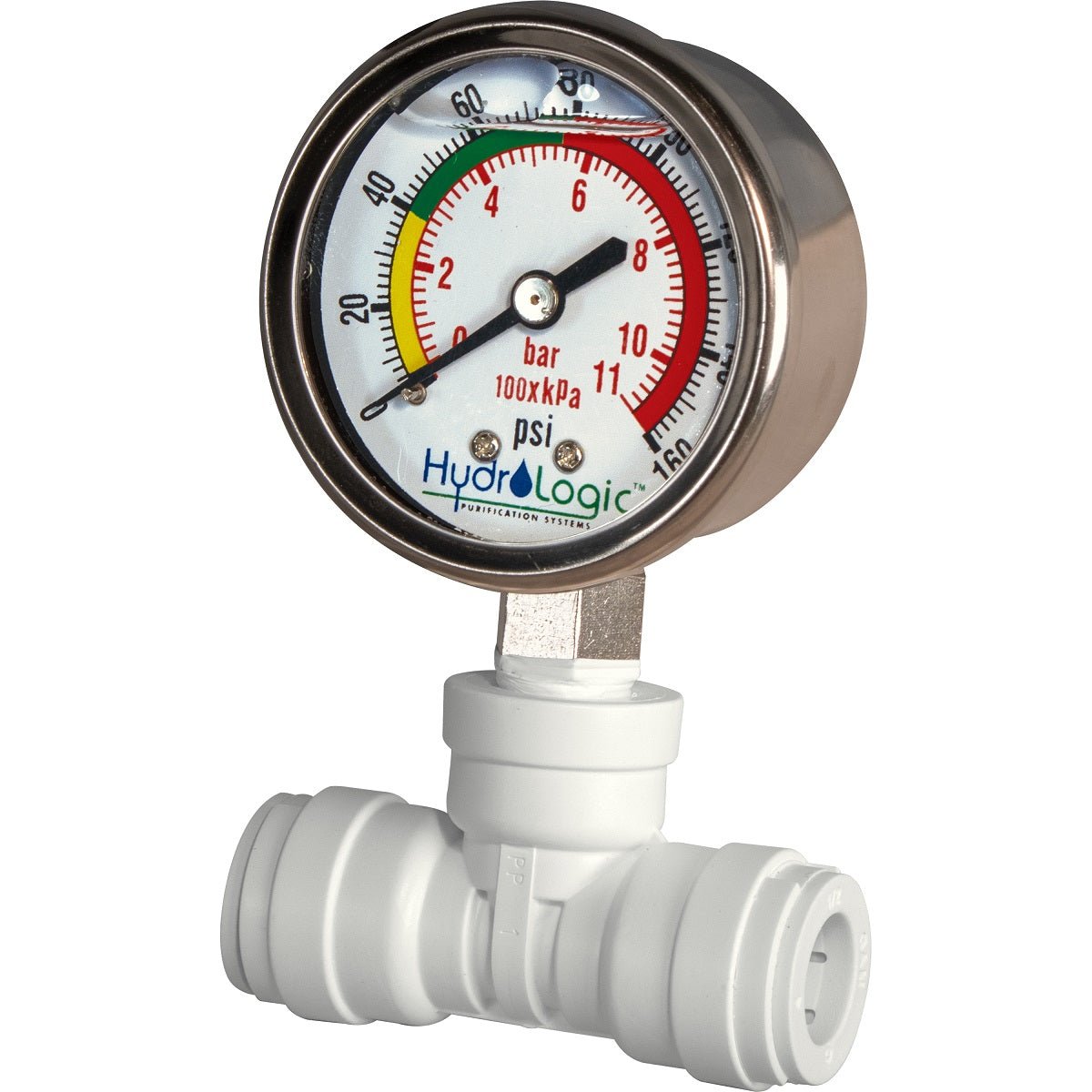 Hydro - Logic Pressure Gauge Kit 1/2Inches QC Tee liquid filled for Evolution RO - BetterGrow Hydro