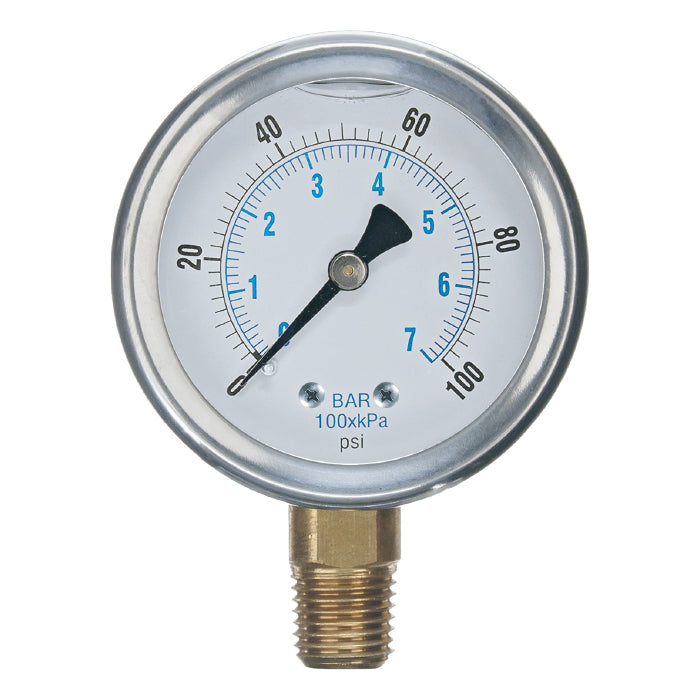 GROW1 Liquid Filled Pressure Gauge 0-100PSI