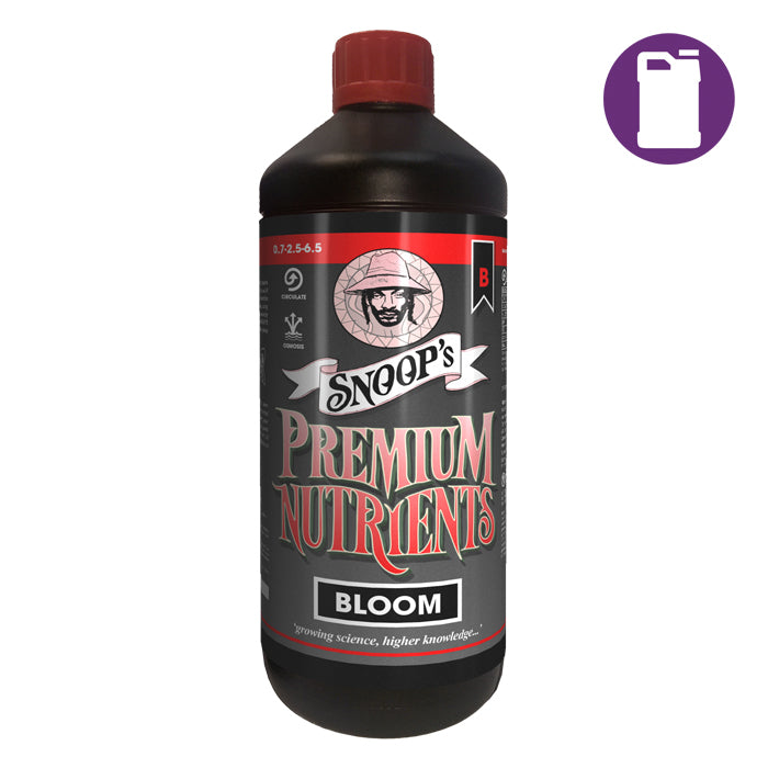 Snoop's Premium Nutrients Bloom B Non-Circulating 1ltr 0.7-2.5-6.7 (Soil, Hydro Run To Waste)