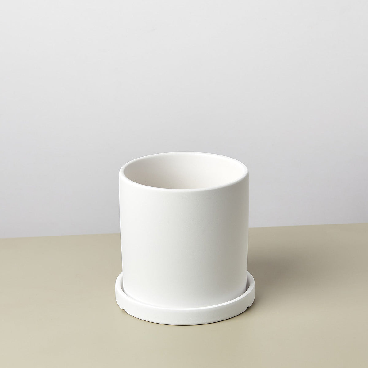 Matte Finish Cylinder Planter with Saucer - BetterGrow Hydro