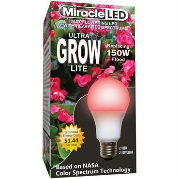 Miracle LED Commercial Hydroponic Ultra Grow Lite - Replaces up to 150W - Daylight A19 LED Grow Light Bulb - BetterGrow Hydro