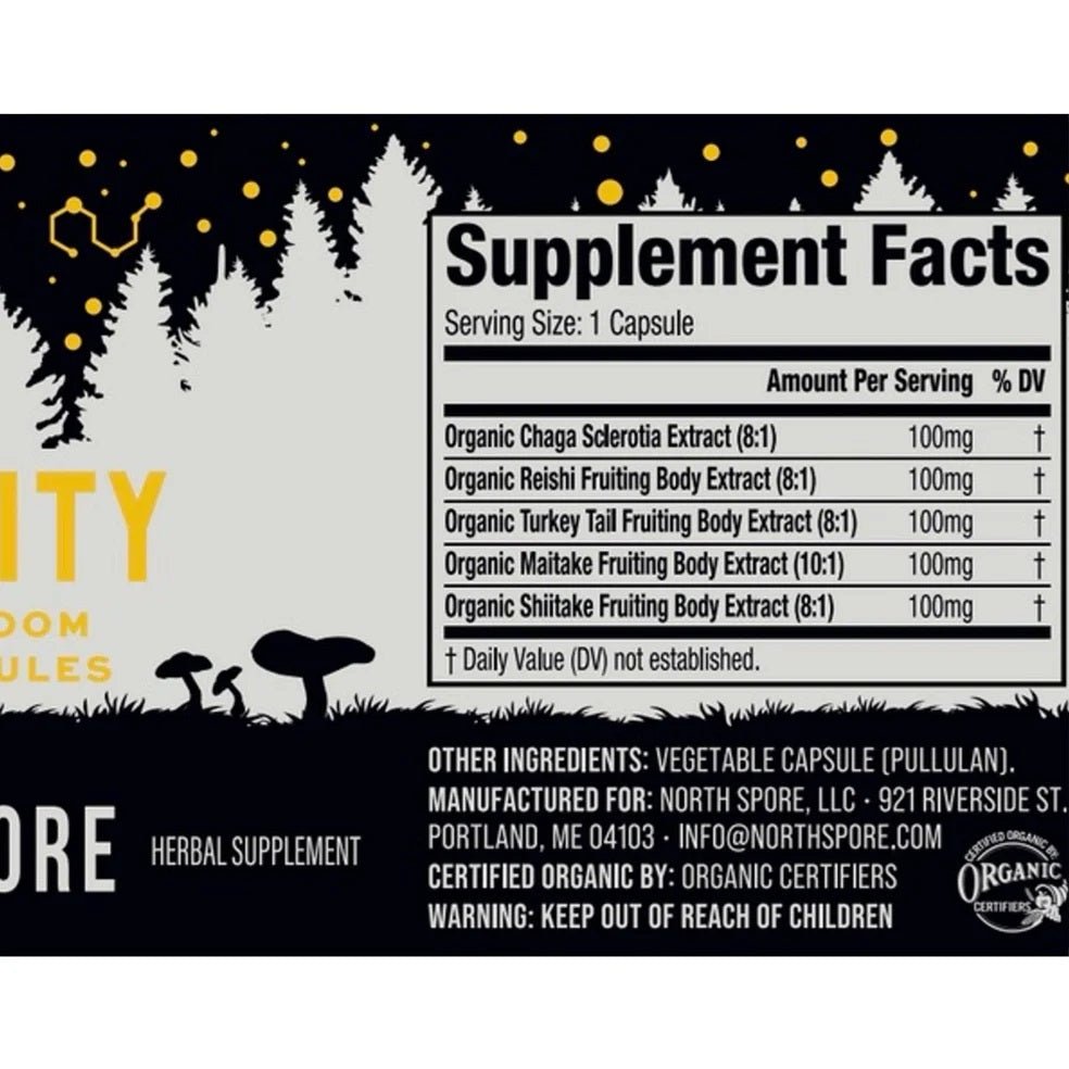North Spore Organic ‘Immunity’ High Potency Mushroom Capsules - BetterGrow Hydro