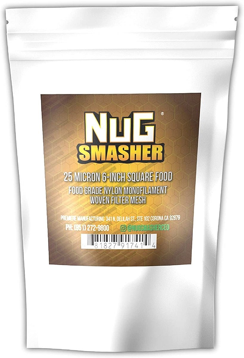 NugSmasher Premium Fine Food Grade Nylon Monofilament Woven Filter Mesh - Square - 4 Pack - 6" x 6" - 25 Micron - BetterGrow Hydro