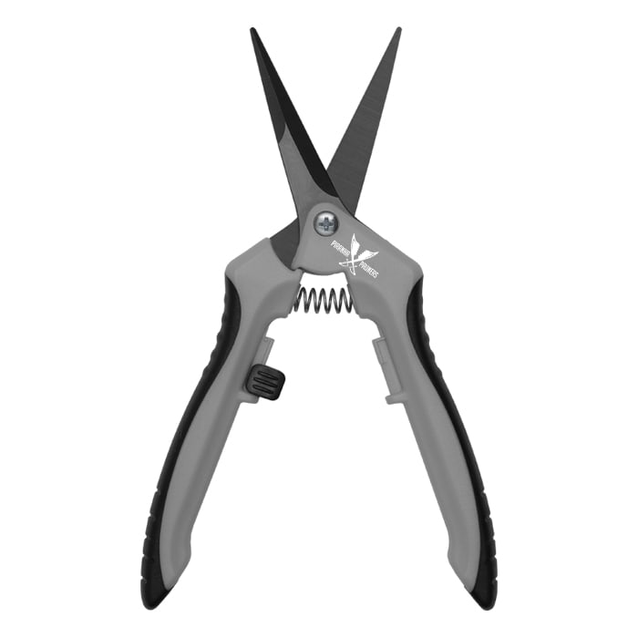 Piranha Pruner Trimming Scissors - Grey Handle & Straight Black Fluorine Blade - BetterGrow Hydro