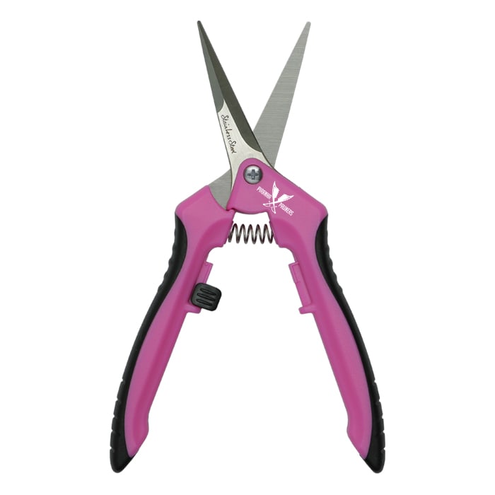 Piranha Pruner Trimming Scissors - Pink Handle & Curved Stainless Steel Blade - BetterGrow Hydro
