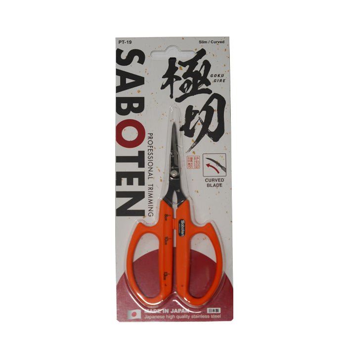 Saboten PFAS Free Fluorine Coated Curved Blade Trimming Scissors Orange (PT-19) - BetterGrow Hydro