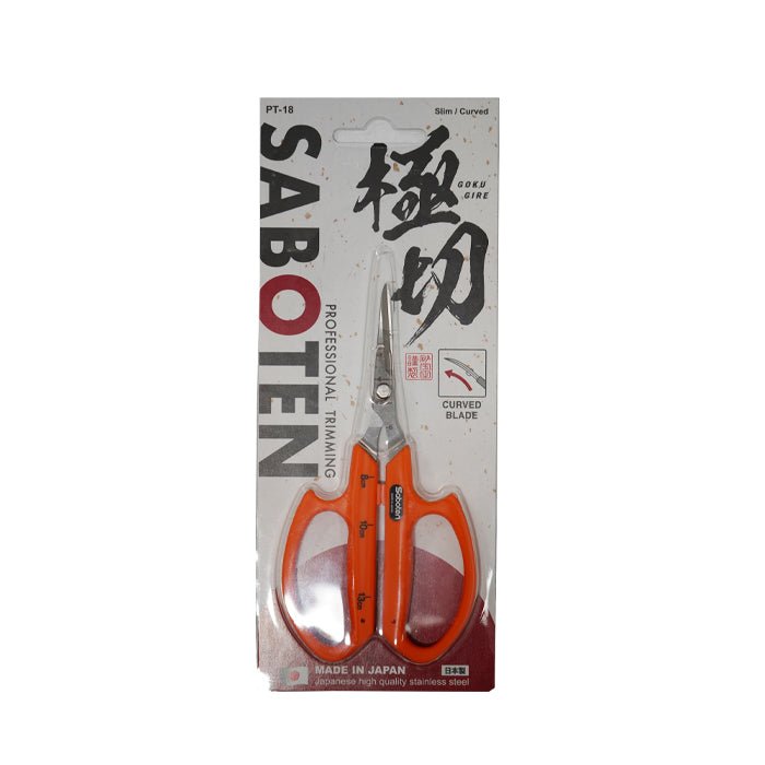 Saboten Stainless Steel Curved Blade Trimming Scissors Orange (PT-18) - BetterGrow Hydro