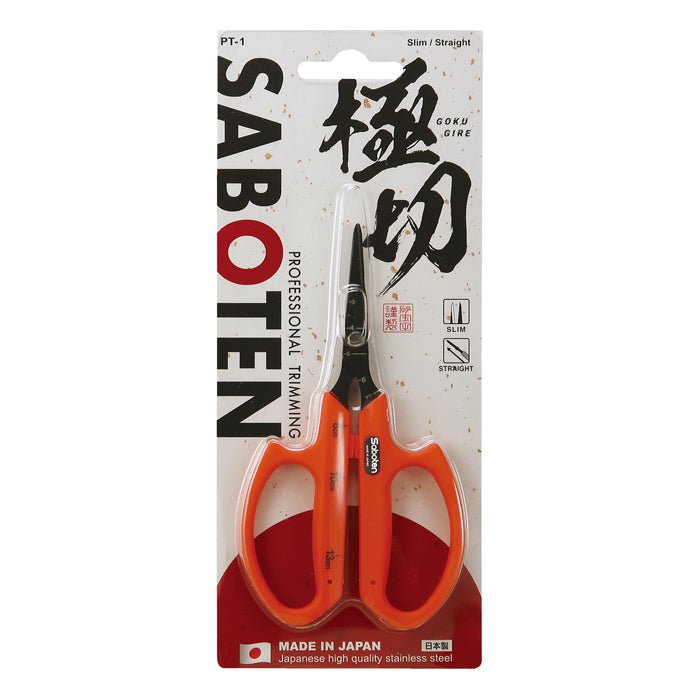 Saboten Stainless Steel Straight Blade Extra Slim Automatic Trimming Scissors Orange (PT-15) - BetterGrow Hydro