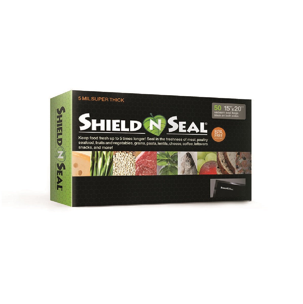 Shield N Seal All Black Vacuum Sealer Bags Pre - Cut Bags - 15" X 20" (50/pack) - BetterGrow Hydro