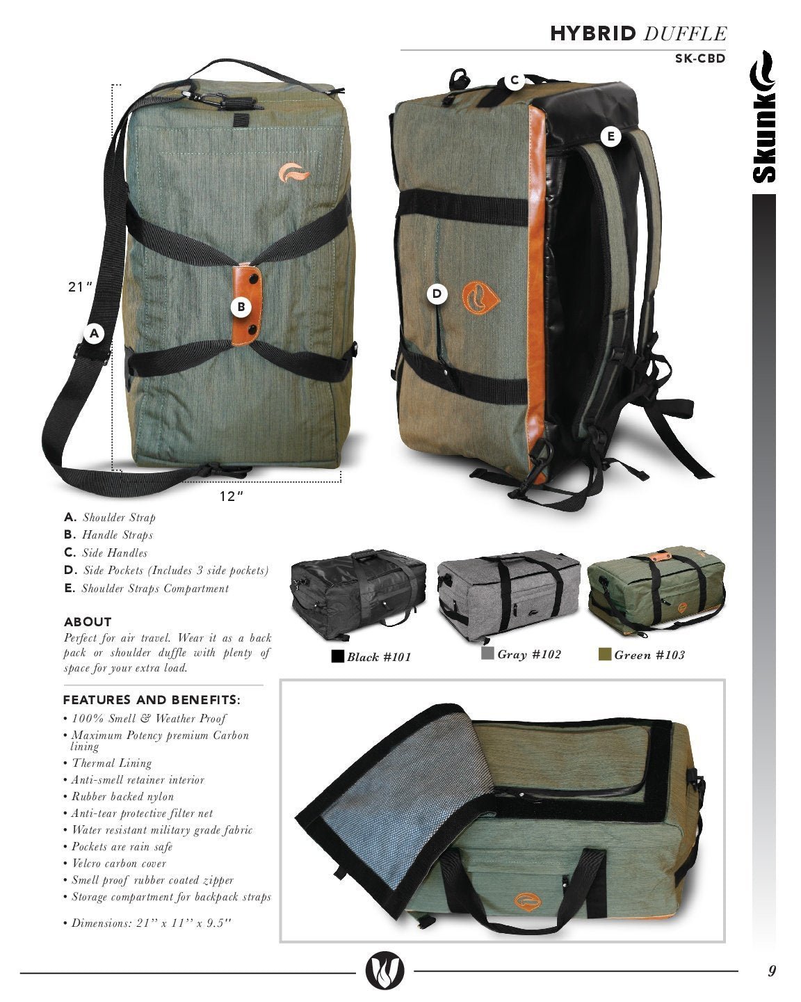SkunkGuard Odor - Proof Hybrid Back - Pack/Duffle - Black - BetterGrow Hydro