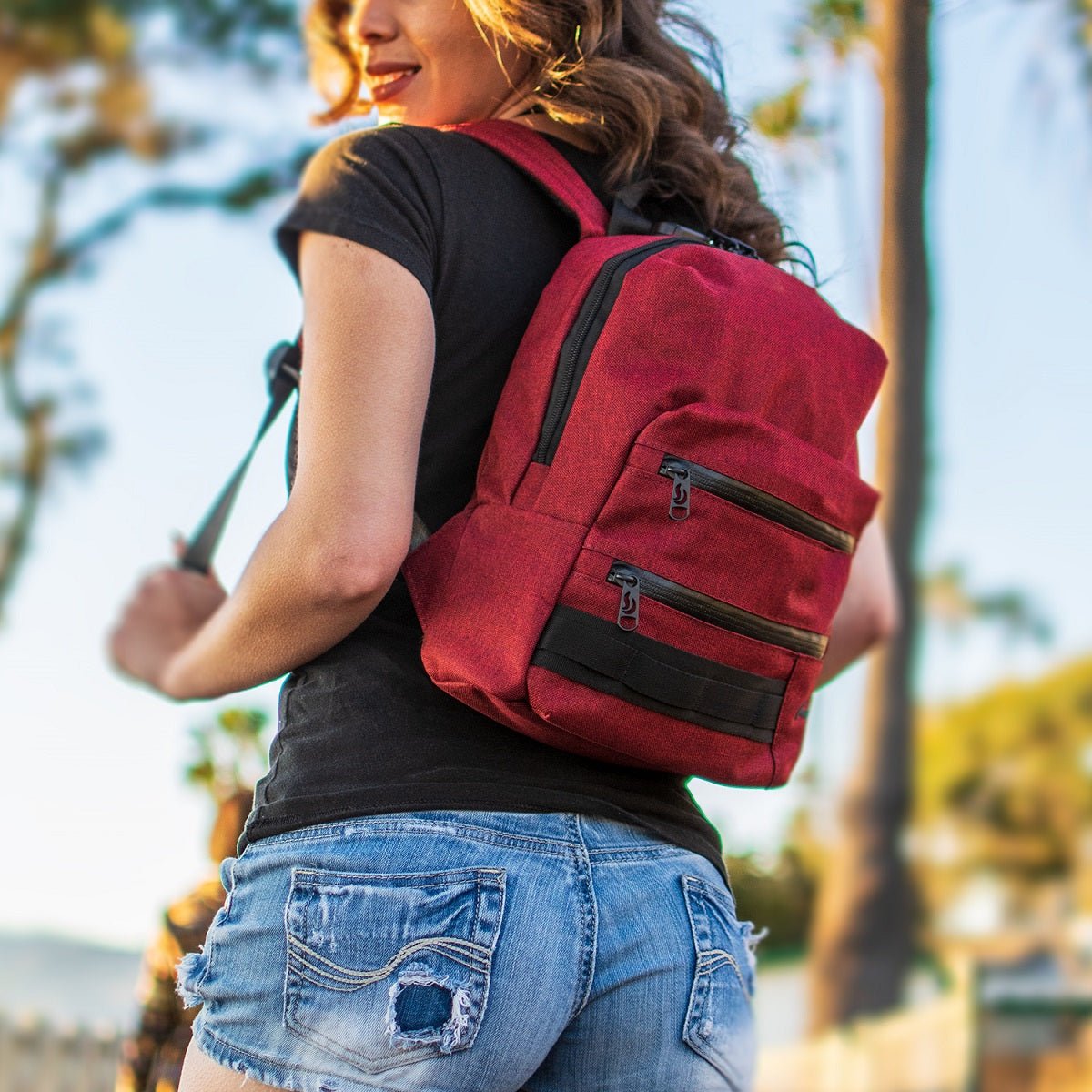 SkunkGuard Odor - Proof Mini Backpack - Burgundy - BetterGrow Hydro