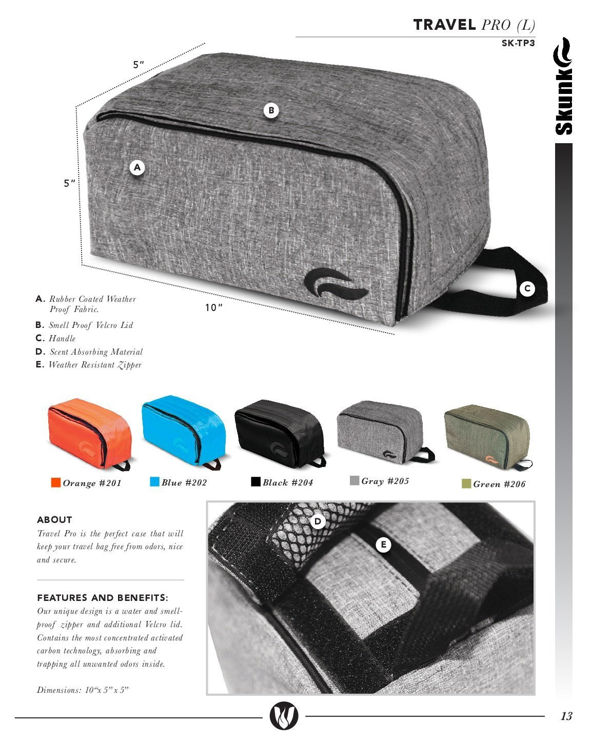 SkunkGuard Odor - Proof Travel Pack 10 in - Metal Gray - BetterGrow Hydro