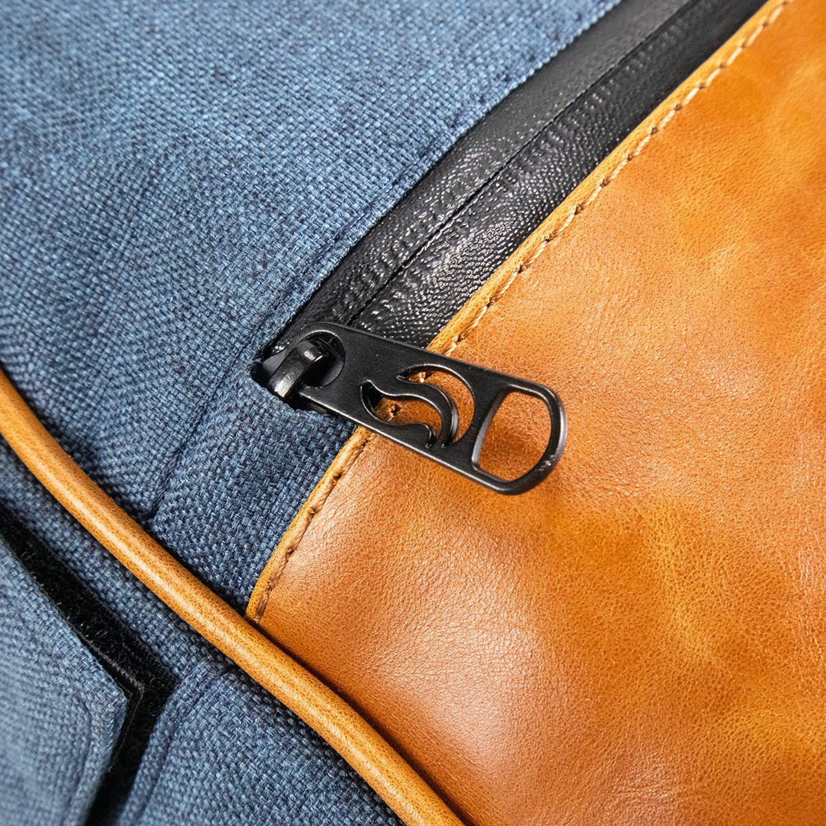SkunkGuard Odor - Proof Urban Backpack - Blue/Brown Leather - BetterGrow Hydro