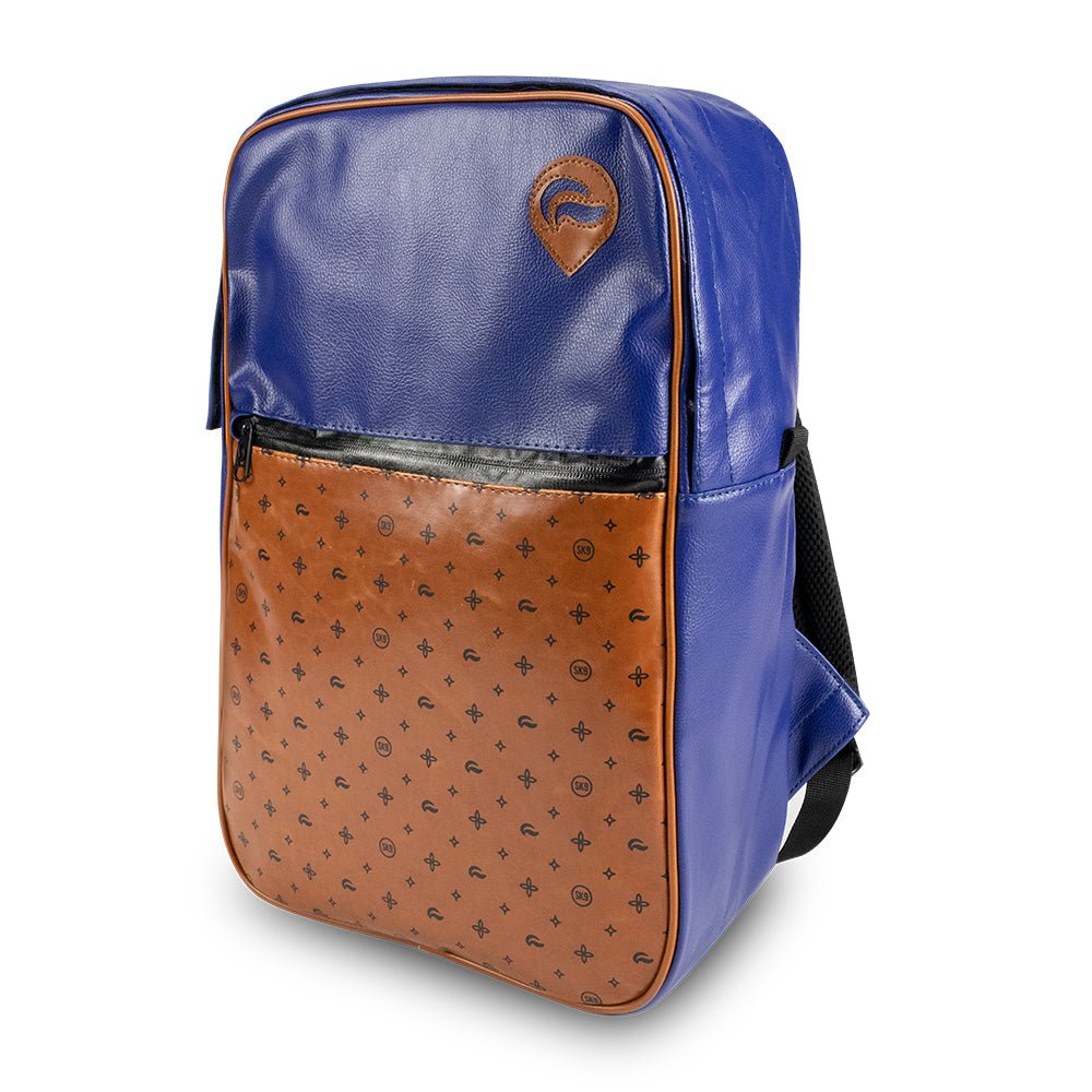 SkunkGuard Odor - Proof Urban Backpack - Blue/Brown Leather - BetterGrow Hydro