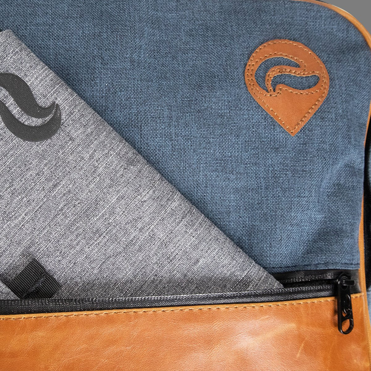 SkunkGuard Odor - Proof Urban Backpack - Blue/Brown Leather - BetterGrow Hydro
